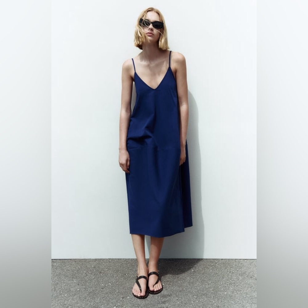 Zara, blue cocoon dress, size M, NWT